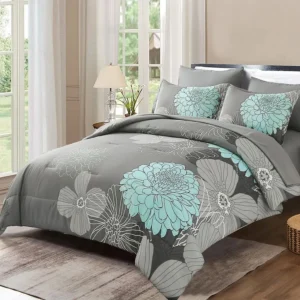 7 Pieces Bed in a Bag Floral Comforter Set