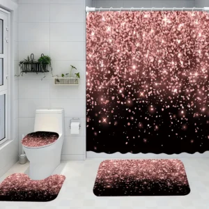4pc black/pink shower curtain, 2D