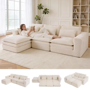 109" L Shape Modular Sectional Sofa with Ottoman,