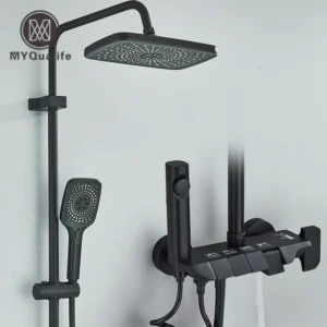 Black Piano Style Shower  Intelligent Brass