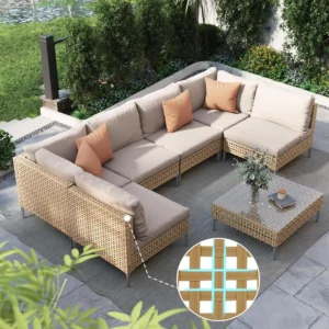 7pcs Patio Furniture Set Coffee Table