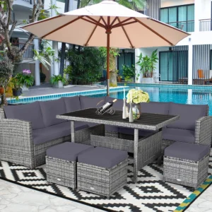 7 PCS Patio Rattan Dining  Sofa